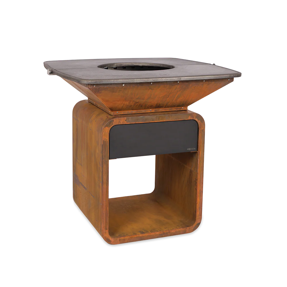 MOESTA ONE Corten avec Plaque en Fonte | Grill 3 en 1 Premium | Cuisson Professionnelle & Design Allemand