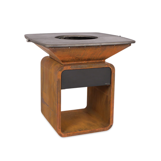 MOESTA ONE Corten avec Plaque en Fonte | Grill 3 en 1 Premium | Cuisson Professionnelle & Design Allemand