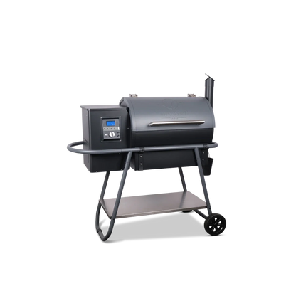 Barbecue pellet grill MOESTA Sheriff noir avec contrôle de température digital, fumoir extérieur premium pour cuisson lente et grillades parfaites