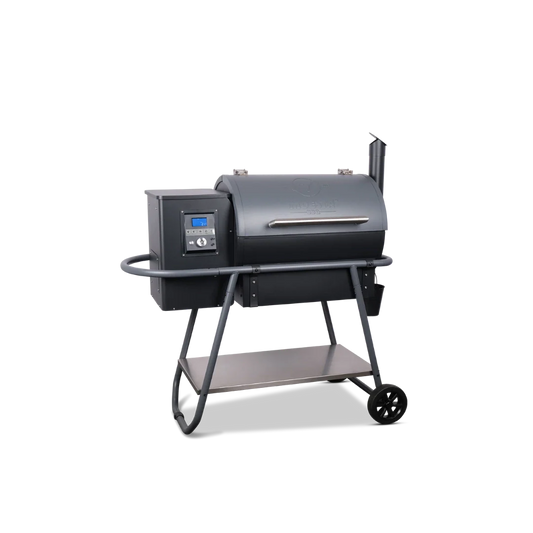 Barbecue pellet grill MOESTA Sheriff noir avec contrôle de température digital, fumoir extérieur premium pour cuisson lente et grillades parfaites